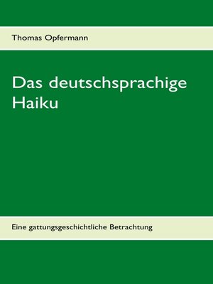 cover image of Das deutschsprachige Haiku